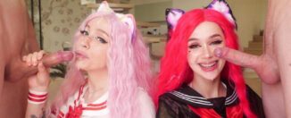 Two Anime Girls Purple Bitch And Alice Bong Get Their Assholes Fucked