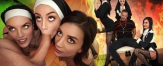 Natalie Brooks, Selena Love, Fiona Frost Three Horny Nuns Fuck the Devil Out of Him